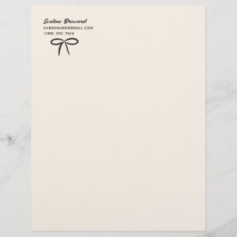 Black and Cream Simple Bows Personal Stationery Briefbogen