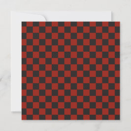 Black and Deep red checkerboard pattern Dankeskarte