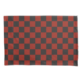 Black and Deep red checkerboard pattern Kissenbezug