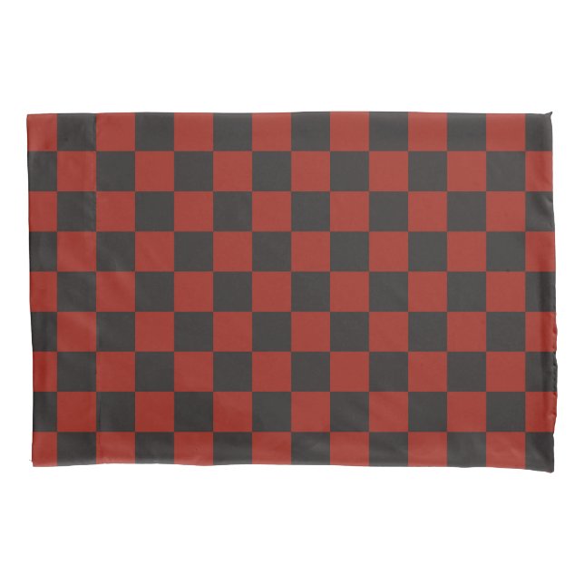 Black and Deep red checkerboard pattern Kissenbezug (Vorderseite-Links)