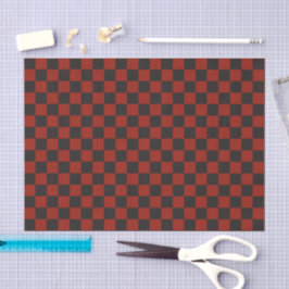 Black and Deep red checkerboard pattern Seidenpapier
