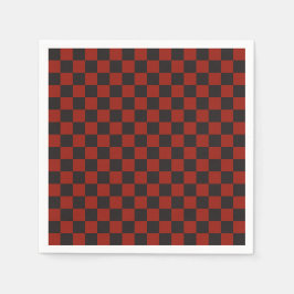 Black and Deep red checkerboard pattern Serviette