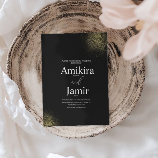 Black and Dusty Gold Pixie Faux Wedding Einladung (Von Creator hochgeladen)