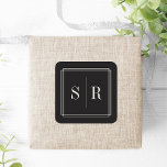 Black and Ecru Wedding Monogram Quadratischer Aufkleber<br><div class="desc">Klassische und elegante Hochzeitskleber in Monogramm eignen sich hervorragend zum Versiegeln Ihrer Einladungen,  Favoriten und vieles mehr. Das elegante und einfache Design in Schwarz-Sahne-Elfenbein zeichnet Ihre Initialen,  Monogramm oder Doppel aus,  die durch einen dünnen geometrischen Rahmen gerahmt sind. Entworfen,  um mit unserer zeitlosen Hochzeitskollektion in Ecru zu koordinieren.</div>