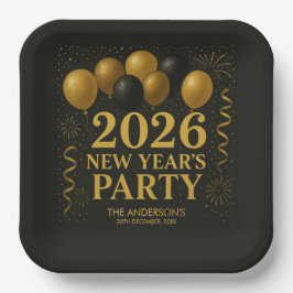 Black And Gold 2026 New Year Party Pappteller