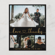 Black and Gold 4 Foto Collage Wedding Vielen Dank