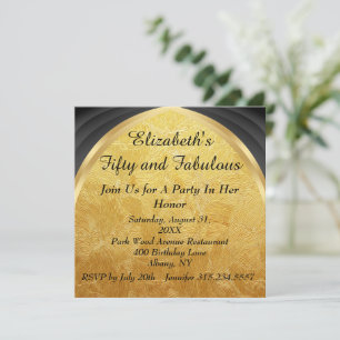 Black and Gold 50 & Fabulous Meilenstein Geburtsta Einladung