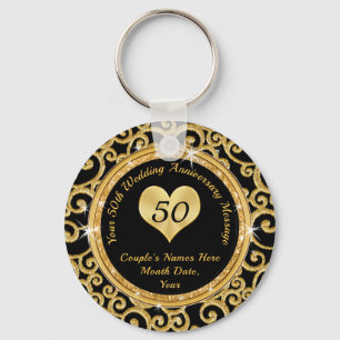 Black and Gold 50th Wedding Anniversary Souvenirs Schlüsselanhänger