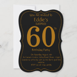 Black and Gold 60th Birthday Party Invitation Einladung