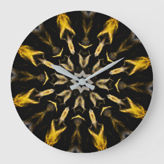 Black and Gold Abstrakt Mandala Große Wanduhr