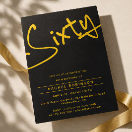 Black and Gold Adult 60. Geburtstagsparty Einladung