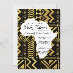 Black and Gold Africa Tribal Baby Dusche Einladung