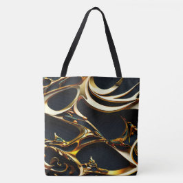 Black and Gold Arabesque Tote Bag