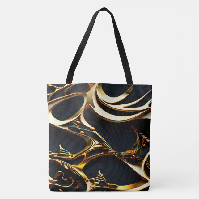 Black and Gold Arabesque Tote Bag (Vorderseite)