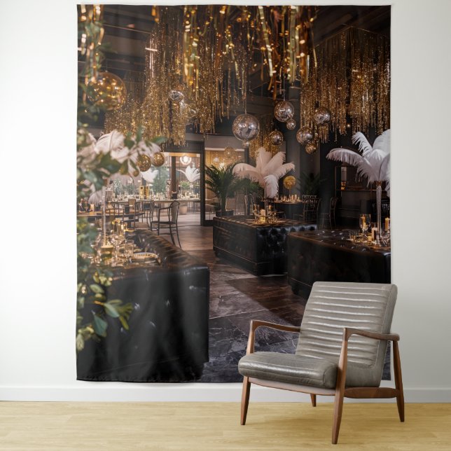 Black and Gold Art Deco Back Drop Wandteppich (Beispiel)