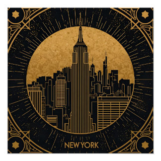 Black and Gold Art Deco Backdrop Poster