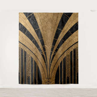 Black and Gold Art Deco Backdrop Wandteppich