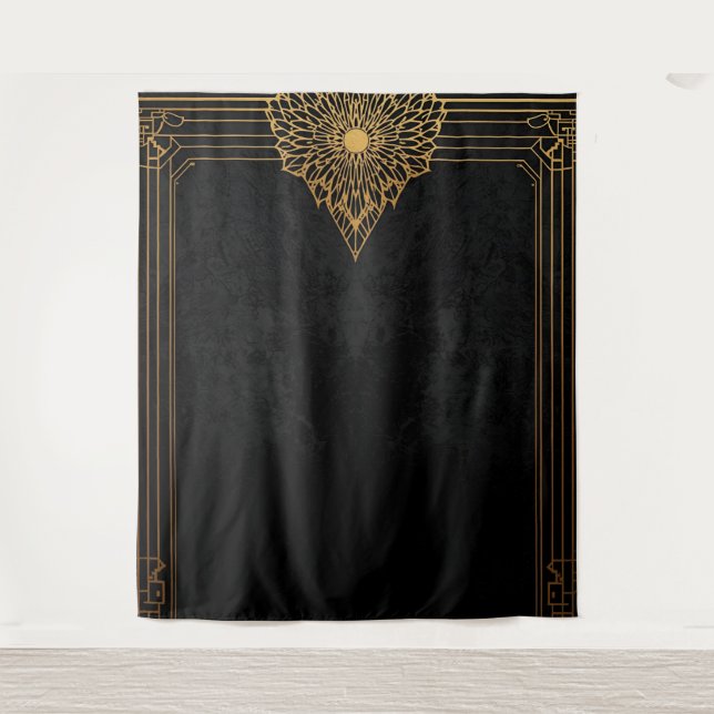 Black and Gold Art Deco Backdrop Wandteppich (Vorderseite)