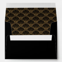 Black and Gold Art Deco Fan Blume Hochzeit