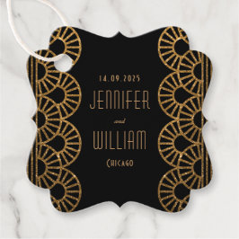 Black and Gold Art Deco Gatsby Style Wedding Geschenkanhänger