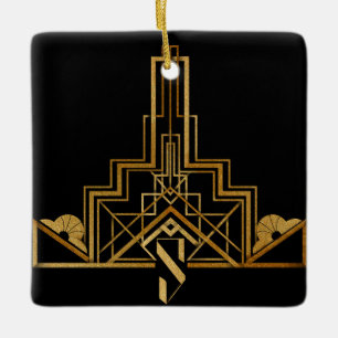 Black and Gold Art Nouveau/Deko Pattern auf Keramikornament