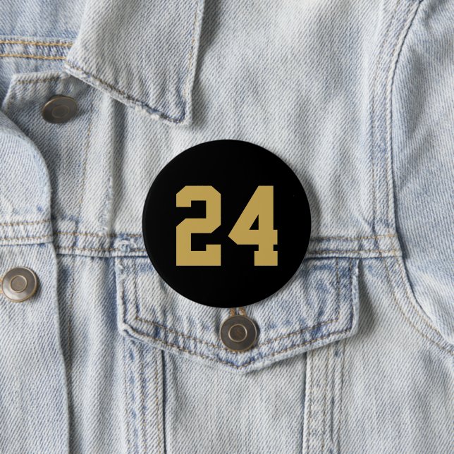 Black and Gold Athlete Jersey Number Button (Beispiel)