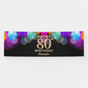 Black and Gold Ballons der 80. Geburtstagsparty Banner