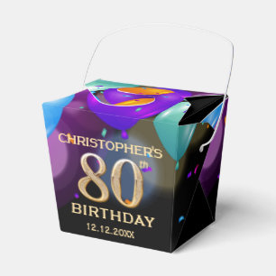 Black and Gold Ballons der 80. Geburtstagsparty Geschenkschachtel