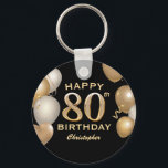 Black and Gold Ballons der 80. Geburtstagsparty Schlüsselanhänger<br><div class="desc">80. Geburtstagsparty Black and Gold Balloons und Confetti Schlüsselanhänger. Für weitere Anpassungen klicken Sie bitte auf die Schaltfläche "Anpassen" und verwenden Sie unser Designwerkzeug,  um diese Vorlage zu ändern.</div>
