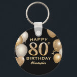 Black and Gold Ballons der 80. Geburtstagsparty Schlüsselanhänger<br><div class="desc">80. Geburtstagsparty Black and Gold Balloons und Confetti Schlüsselanhänger. Für weitere Anpassungen klicken Sie bitte auf die Schaltfläche "Anpassen" und verwenden Sie unser Designwerkzeug,  um diese Vorlage zu ändern.</div>