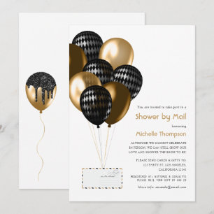 Black and Gold Balloons Brautparty per Mail Einladung