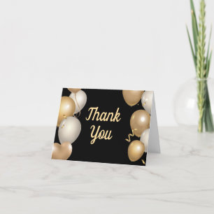 Black and Gold Balloons Confetti Danke Karte