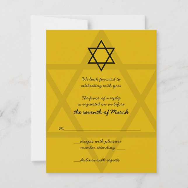 Black and Gold Bar Mitzvah Replik Card RSVP Karte (Vorderseite)