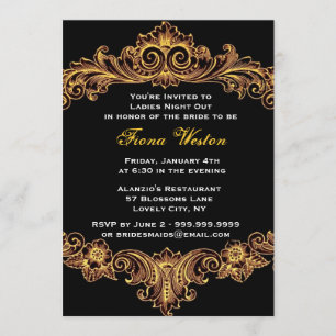 Black and Gold Barock Ladys Night Out Einladung
