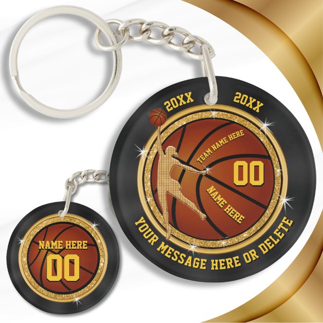 Black and Gold Basketball Schlüsselanhänger für Gi (Senior Night Basketball Gifts.  Basketball Team Gifts for Girls. Personalized Basketball Keychains.)