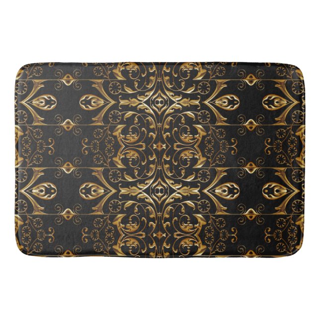 Black and Gold Bath Mat Badematte (Vorderseite)