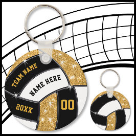 Black and Gold bilap Volleyball Geschenke 4 Textfe Schlüsselanhänger