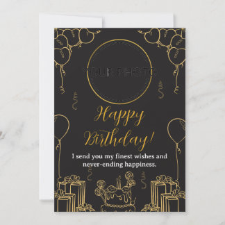 Black and Gold Birthday Card Einladung