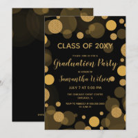 Black and Gold Bokeh Lights Graduation Party
