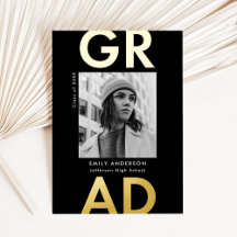 Black and Gold Bold Foto Abschluss