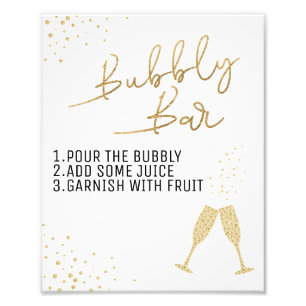Black and Gold Bridal Brunch Bubbly Bar Sign Fotodruck
