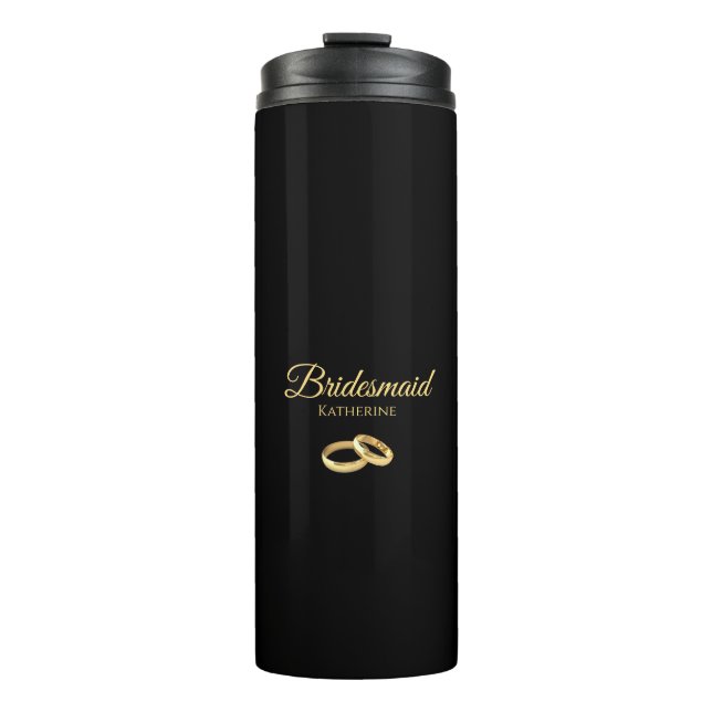 Black and Gold Bridesmaid Thermosbecher (Vorderseite)