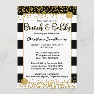 Black and Gold Brunch und Bubbly Einladungen