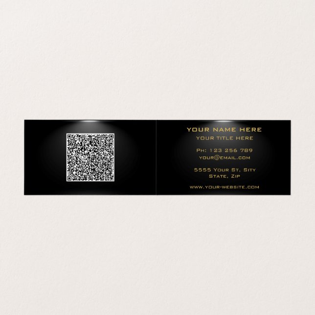 Black and Gold Business Card mit QR Code Visitenkarten (Innenseite Aufgefaltet)