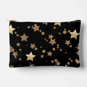 Black and Gold Celestial Stars und Polka Dots Zubehörtasche