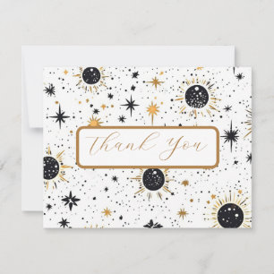 Black and Gold Celestial Wedding Dankeschön Karte