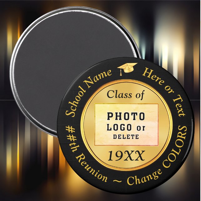 Black and Gold Cheap, Class Wiedersehen Gastgesche Magnet (Class Reunion Magnets. Great for Class Reunion Party Favors / Souvenirs. Black and Gold Magnets. )