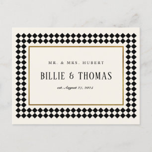 Black and Gold Checkerboard Border Foto Vielen Dan Postkarte
