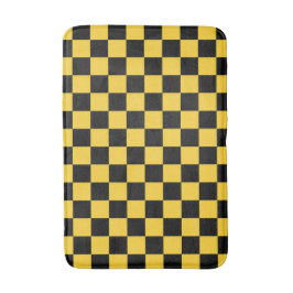 Black and gold checkerboard pattern badematte