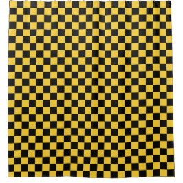 Black and gold checkerboard pattern duschvorhang